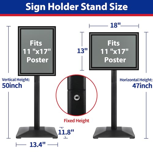 Sign Stand 11x17inch Pedestal Sign Holder Poster Stand 3Packs Adjustable Floor Standing Sign Holder with Heavy Duty Display Stand for Indoor Outdoor Business Store Sign Holders(Black) - color: Black/3Pack, size: 11"x17" Sign Stand