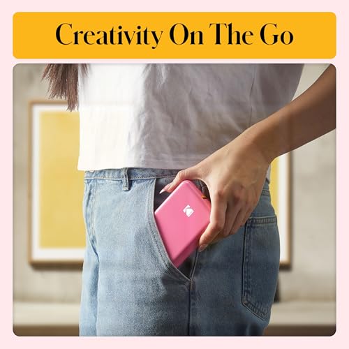 Kodak Step Instant Smartphone Photo Printer - 75 Sheets Bundle - Portable Mini Color Wireless Mobile Printer - Zink 2x3” Sticky-Back Photos - Bluetooth Compatible with Smart Devices - Fun App -Pink - color: Pink, style: Printer + 75 Sheets