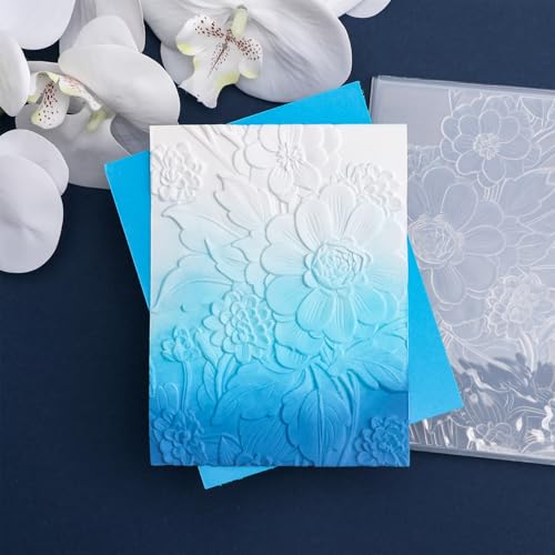 Briartw Blooming Flowers Texture Template 3D Embossing Folder for Card Making Adding Textured Detail to Paper Crafting 6.3x4.5inch Clear Texture Plate Perfect for Heavyweight Cardstock (≥250gsm/92lb) - color: Blooming Flowers B