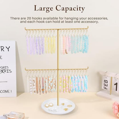 OAOLEER Bracelet Holder Display, Gold Jewelry Holder with 40 Movable Hooks Bracelet Stand Organizer, Jewelry Display Stand for Necklaces Bangles (2 Tier) - size: 2 Tier-Gold
