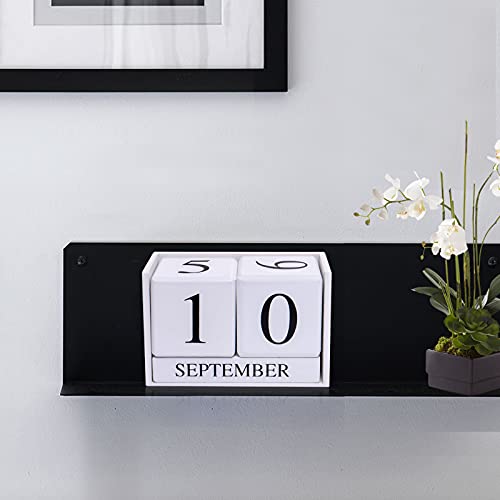 Notakia Wooden Gaobei Desk Blocks Calendar Perpetual Block Month Date Display (Large white) - color: White Large