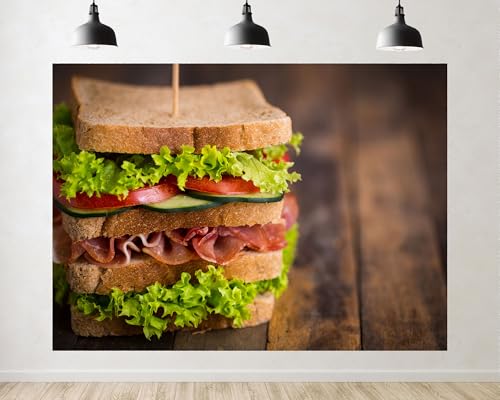 Trykid 17x10ft Fresh Vegetable Sandwich Backdrop Healthy Food Photography Background Kitchen Themed Party Decoration Tapestry Photo Booth Prop Fabric - size: 17x10ft