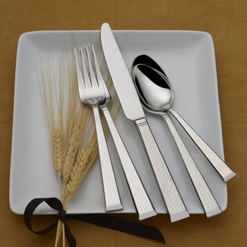 Mikasa Kyler Flatware Set for 12, 65 Piece 18/10 Stainless Steel Silverware with Modern Design and Serving Utensils, Durable, Stylish Dinnerware Service - size: 65 Piece Set, style: Kyler