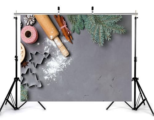 10x5ft Christmas Baking Backdrop Rolling Pin Cookie Cutter Photography Background for Party Holiday Baking Themed Event Decorations Tapestry Photo Booth Props - size: 10x5ft