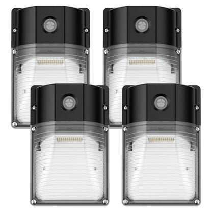 30W LED Wall Pack Light with Dusk to Dawn Sensor, 3600LM, 5000K Daylight, 120Vac Led Porch Lights, IP65 Waterproof Outdoor Security Lighting for Garage Warehouse Garden, ETL Certified, 4 Pack - size: 4 Pack