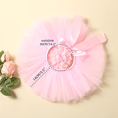 Ylsteed Newborn Girls Photography Prop Infant Tutu Skirt Newborn Lace Tulle Skirt Girl Photo Shoot Outfits Infant Princess Costume Clothes Photo Props-Light Pink - color: Pink