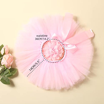 Ylsteed Newborn Girls Photography Prop Infant Tutu Skirt Newborn Lace Tulle Skirt Girl Photo Shoot Outfits Infant Princess Costume Clothes Photo Props-Light Pink - color: Pink