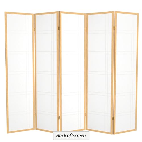 Red Lantern 6 ft. Tall Double Cross Shoji Screen - Natural - 5 Panels - color: Natural, size: 5 Panel