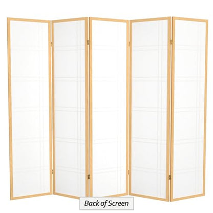 Red Lantern 6 ft. Tall Double Cross Shoji Screen - Natural - 5 Panels - color: Natural, size: 5 Panel