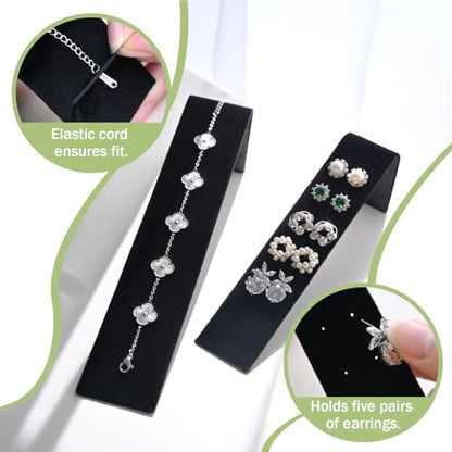 MOOCA 10 Pcs Jewelry Display Set, Easel Necklace Display, Bracelet Holder Stand, Earring Organizer, Ring Holder Stand for Showcase and Store, Premium Black Velvet - color: Style 3, Black Velvet, 10 Pieces
