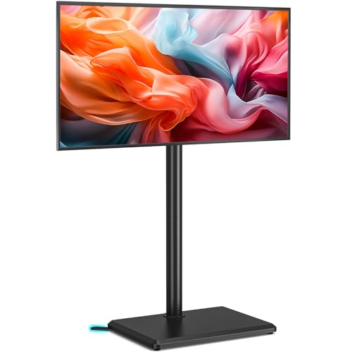 Rfiver Swivel Floor TV Stand with Mount for 32-60 inch TVs up to 88 lbs, Height Adjustable Tall TV Stand with Wood Base, Saving Space Design for Bedroom, Living Room and Corner, Max VESA 400x400mm - color: Black
