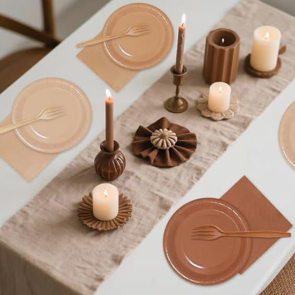 Serves 35 Guests Gradient Brown Plates and Napkins Party Supplies,7" Gradient Brown Birthday Dessert Paper Plates and Napkins,Disposable Party Dinnerware for Wedding,Graduation - color: Gradient Brown