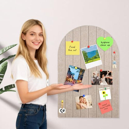 2 Pcs Foldable Felt Bulletin Board, 0.35" Thick Arch Fabric Pin Board with Adhesive Sticker, Large Cork Boards Wall Mount Memo Boards for Office Bedroom Living Room, Decorative Board (24x16 inch) - size: 24x16 inch