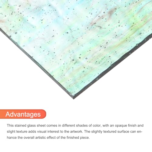 MECCANIXITY Stained Glass Sheet Mosaic Tile 3.9 Inch x 3.9 Inch Cyan Stained Glass Sheets for Crafts DIY, Art Project - color: Cyan