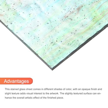 MECCANIXITY Stained Glass Sheet Mosaic Tile 3.9 Inch x 3.9 Inch Cyan Stained Glass Sheets for Crafts DIY, Art Project - color: Cyan