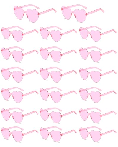 20 Pairs Heart Shaped Sunglasses for Women Colorful Glasses Fun Trendy Transparent Heart Sunglasses Party Favor - color: Pink - 20 Pack