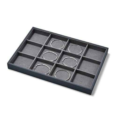 Grey Microfiber Jewelry Display Tray for Ring Necklace Bangle 12 Grids Grey Jewelry Organizer Display Tray - size: 12 Grid