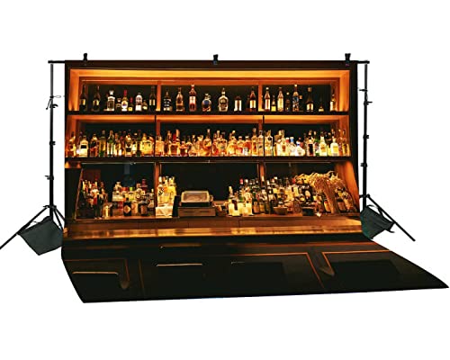 Bar Backdrop for Photoshoot 10x8ft, Wine Dinks Cafe Restaurant Drink Shelf Photography Backdrops Friendsmas Party Decoration Urban Club Speakeasy Room Wall Art Photo Backgrounds BJLSPH1579 - size: 10x8ft