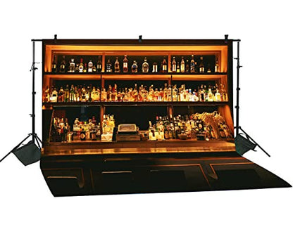 Bar Backdrop for Photoshoot 10x8ft, Wine Dinks Cafe Restaurant Drink Shelf Photography Backdrops Friendsmas Party Decoration Urban Club Speakeasy Room Wall Art Photo Backgrounds BJLSPH1579 - size: 10x8ft