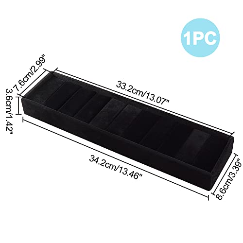 PH PandaHall Velvet Jewelry Display Tray, 10 Slots Black Bangle Tray Ring Cufflink Organizer Bracelet Showcase Padded Jewelry Tray for Dresser Home Storage Retail Show Exhibition, 13.4x3.4 inch - color: Black
