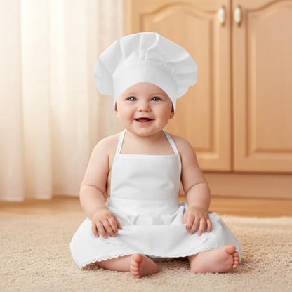 2PCS Baby Chef Outfit Set, Baby Apron and Chef Hat for Newborn Photography Props, Toddler Cook Role Play, Cute Baking Costume for Infants Photography, Babies Bakery Theme Party, 6-24 Months