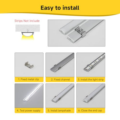 10-Pack Bendable LED Channel, 3.3ft/1M Flexible Aluminum LED Strip Channel with Frosted White Diffuser Cover, Recessed Mount LED Light Track for 12.5mm Wide Tape Light, Curved Wall, Ceiling, Cabinet - color: Silver Aluminum + White Cover, size: 3.3FT/10P/
