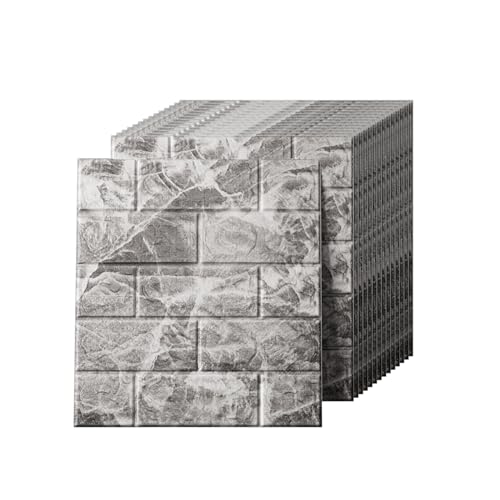 3D Wall Panels Peel and Stick in Grey White，10 PCS XPE Foam 3D Wallpaper, Faux Brick Wall Panels for Bedroom, Stairs, Kitchen - color: Grey Brick, size: 10PCS
