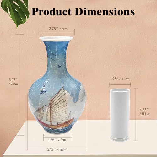 3D Puzzle Vase for Adults, 164 Piece Unique Flower Vase, Crafts for Adults, Home Decor Gift for Flower Arrangements - color: B-ocean Sailboat