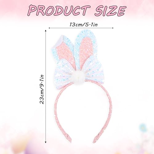 Totelux Easter Headband Bunny Ears Hair Band Glitter Sequins Rabbit Ears Hair Accessories for Women Girls Easter Party Favor Pink - color: Pink