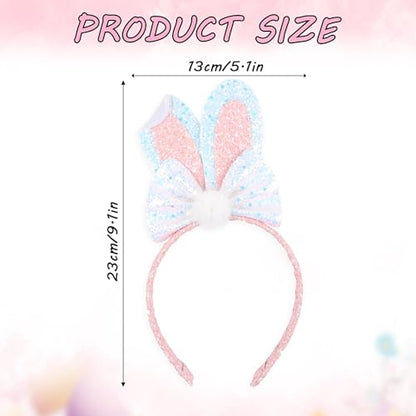 Totelux Easter Headband Bunny Ears Hair Band Glitter Sequins Rabbit Ears Hair Accessories for Women Girls Easter Party Favor Pink - color: Pink