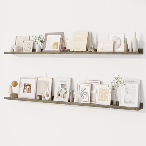 Dreamland Picture Ledge Shelf for Wall, Floating Shelves Set of 2,55 inch Long Floating Shelves with Lip for Living Room,Bedroom,Bathroom,Kitchen,Grey - color: Grey, size: 55inch