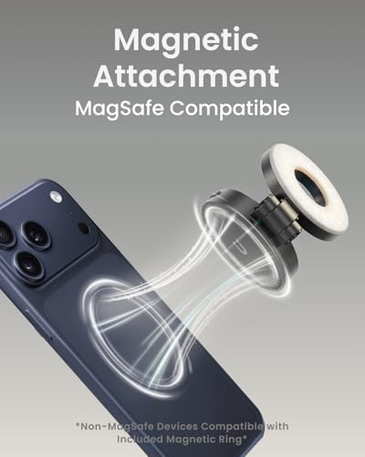 KraftGeek Magnetic Selfie Light for iPhone, Portable Phone Ring Light with Rechargeable Battery, Compact LED Phone Light for Travel, Video Recording, Vlogging - color: Black