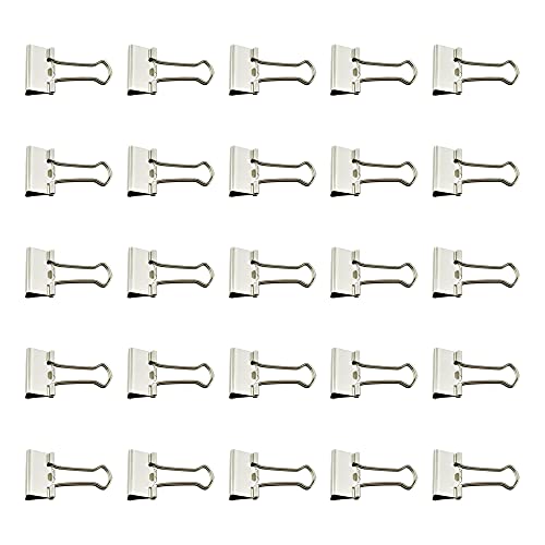 HAHIYO Binder Clips Paper Clamps Spring Steel Sturdy 0.98 inches Width 0.31 Inch Capacity No Sharp Edges Heavy Duty Tight Grip Reusable Silver Metal Bright Finish for Home Office School 25 Pack - size: Silver0.98in-25P