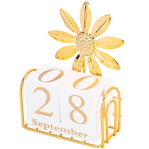 Toddmomy 1 Set Perpetual Calendar Vintage Rustic Wooden Block Calendar Month Date Display Calendar for Home Office Decor () - color: Picture 1