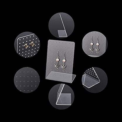 PH PandaHall 4 Pack 72 Holes Acrylic Earring Holder Organizer Ear Studs Jewelry Storage Display Rack Showcase Earrings Display Stand Earring Storage for Selling Retail Marketing Personal 3x2x4.5inch