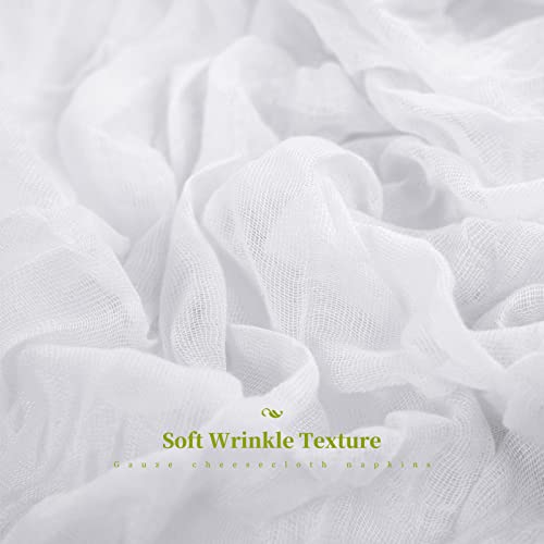 Gauze Cheesecloth Napkins Set of 42, White 20 x 20 Inch Wrinkled Rustic Linen Napkins for Wedding,Dinner,Family Everyday Use/Parties(White) - color: White, size: 20" x 20" (Set of 42)