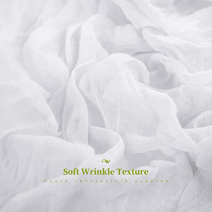 Gauze Cheesecloth Napkins Set of 42, White 20 x 20 Inch Wrinkled Rustic Linen Napkins for Wedding,Dinner,Family Everyday Use/Parties(White) - color: White, size: 20" x 20" (Set of 42)