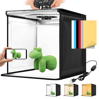 Photo Light Box, 12/16/20/24/32 Inch Photography Light Box with CRI>95 120 Light Beads. Dimmable Shooting Tent Kit with White and Warm Light. 6 Color Backdrops Photo Booth for Studio Products Display - size: 12" x 12" x 12"