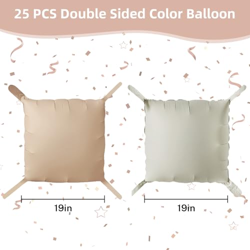 HILAVO Cream Square Foil Balloon Wall, 25 PCS Double Sided Khaki Apricot Balloons Matte Beige Nude Balloon Backdrop for Baby Shower Decoration Wedding Boho Birthday Party Decoration - color: Cream Khaki