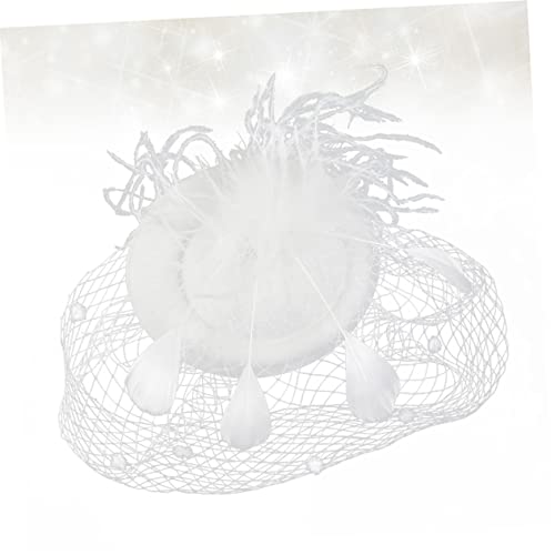2pcs Beret Hair Decoration Caps Womens Hat Halloween Fascinator Bridal Photo Prop Miss Baffle Charm - color: Whitex2pcs