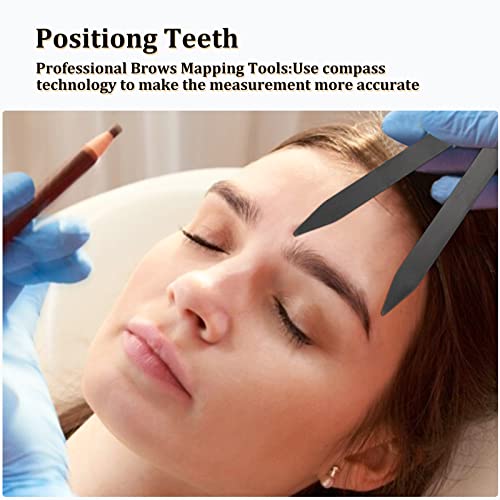 Charme Princesse Eyebrow Ruler Stainless Steel Tattoo Eyebrow Stencil Ruler Three-Point Positioning Permanent Eyebrow Makeup Measuring Symmetrical tool(Black) LB000249-1 - color: Black