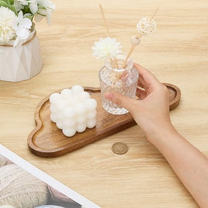 Wooden Tray Cloud Shape Jewelry Dish Wood Food Board 290x130x15.5mm Cute Decorative Fillable Serving Board for Food Fruit Snack Party Supplies Kitchen Table Home Decoration Tan - size: 290x130x15.5mm