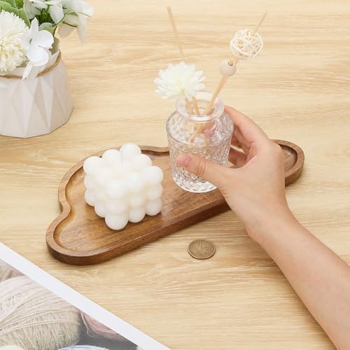 Wooden Tray Cloud Shape Jewelry Dish Wood Food Board 290x130x15.5mm Cute Decorative Fillable Serving Board for Food Fruit Snack Party Supplies Kitchen Table Home Decoration Tan - size: 290x130x15.5mm