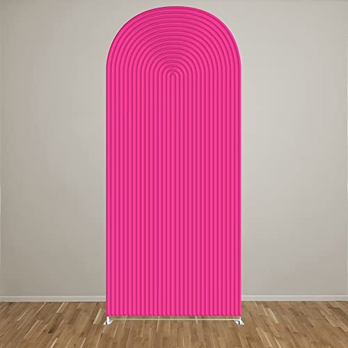 HUAYI Fuchsia Rosy Ripples Pattern Arch Backdrop Cover for Birthday Party Wedding Baby Shower Decorations Chiara Backdrops Arched Wall Frame Stands Covers Props GP-458 3ft * 6ft - color: GP-458-Arch Cover, size: W3ft by H6ft (90cm by 180cm)