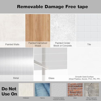 Hasaky Damage Free Removable Wall Tape 18ft, Rug Gripper Heavy Duty Double Sided Tape Black, Picture Hanging Strips Replacement, Mounting Tape Adhesive Strips - size: 0.39in x 20ft x 1roll