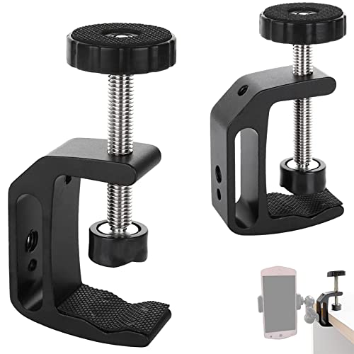 2Pcs Universal C Clamp, Heavy Duty Sturdy 1/4 and 3/8 Thread Hole for Tables Desk Mount, Desktop Mount Holder, Photo Studio Photography, Quick Release U Clip Holder and Wood Work - size: 2PCS