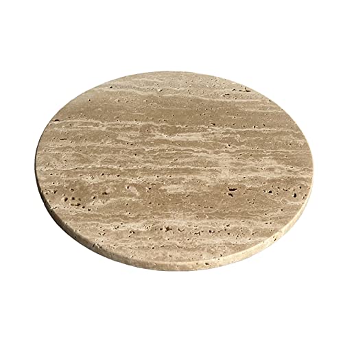 Natural Round Marble Tray Smooth Pastry Board for Desserts, Cheese, Coffee, Matte on Both Sides (Beige Travertine) - color: Beige Travertine