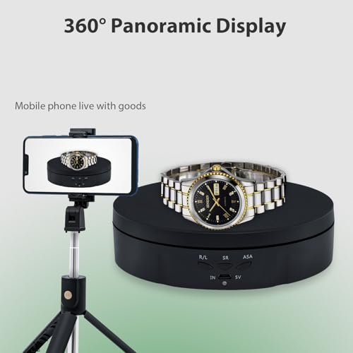 Mcbazel Motorized Rotating Display Stand,5.7inch 360 Degree Electric Rotating Turntable Display Stand for Photography Shows/Jewelry/Watch/3D Models/Cup -The Load-Bearing Capacity is About 10kg,Black - color: Black+5.7inch