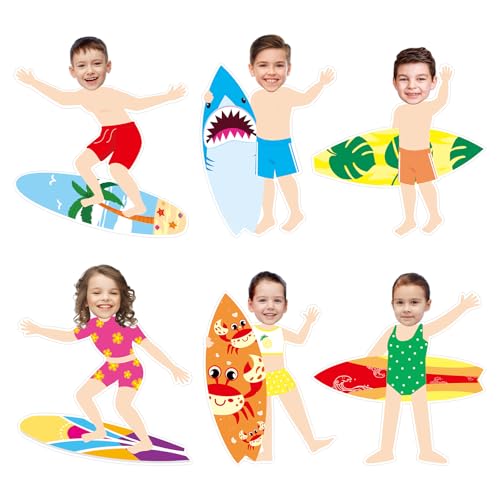 24 Pcs Summer Cutouts Surfboard Cutouts with Photo Space for Bulletin Board DIY Craft Summer Hawaiian Ocean Classroom Birthday Party Decoration - color: Surfboard