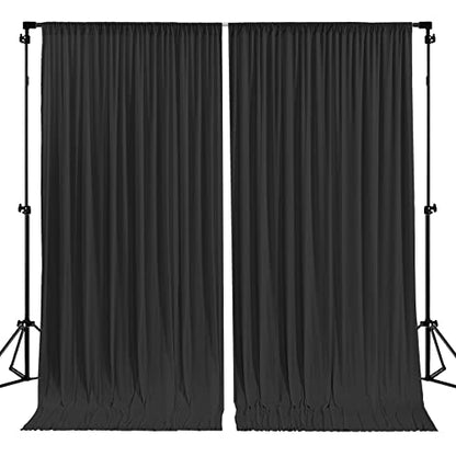 Black Backdrop Curtain 2 Panels-Wrinkle-Free Black Curtains Polyester Photography Drapes for Wedding Birthday Party Photo Background Backdrop Stand- 8 X10FT - color: Black, size: W4' X H10'(2 Panels)